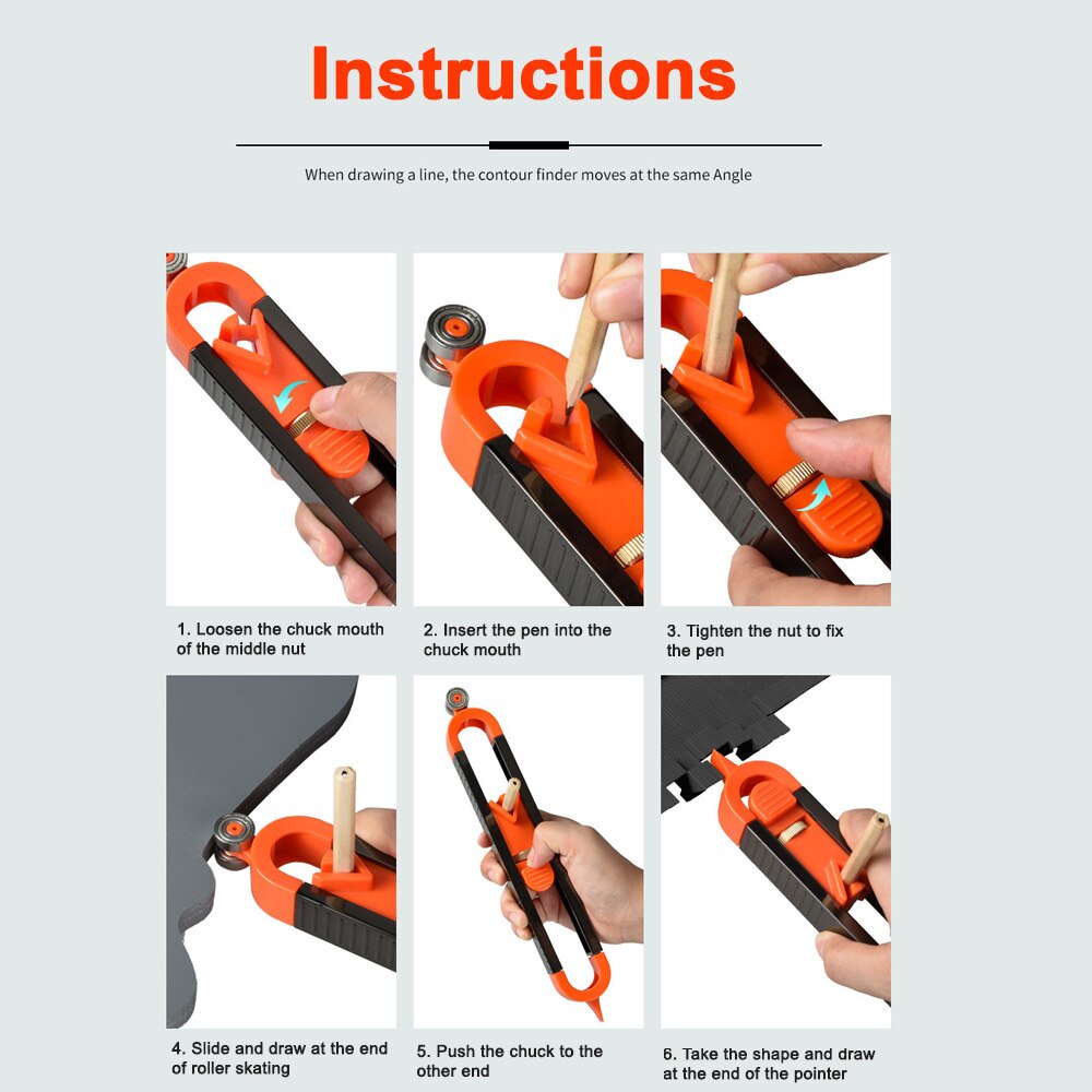 Woodworking Profile Scribing Ruler Contour Gauge with Lock Adjustable Locking Multifunction Measuring Gauge Measurement Tools