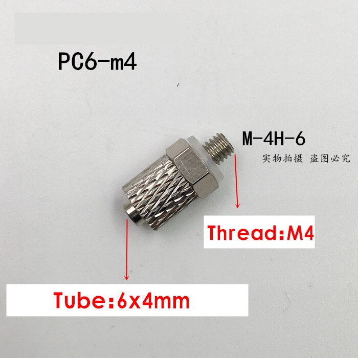 PC4-m3 PC6-M5 filetage mâle M3 M4 M5 M6-Tube 3mm 4mm 6mm tuyau pneumatique droit tuyau d'air raccord rapide Mini connecteur en laiton: PC6-m4