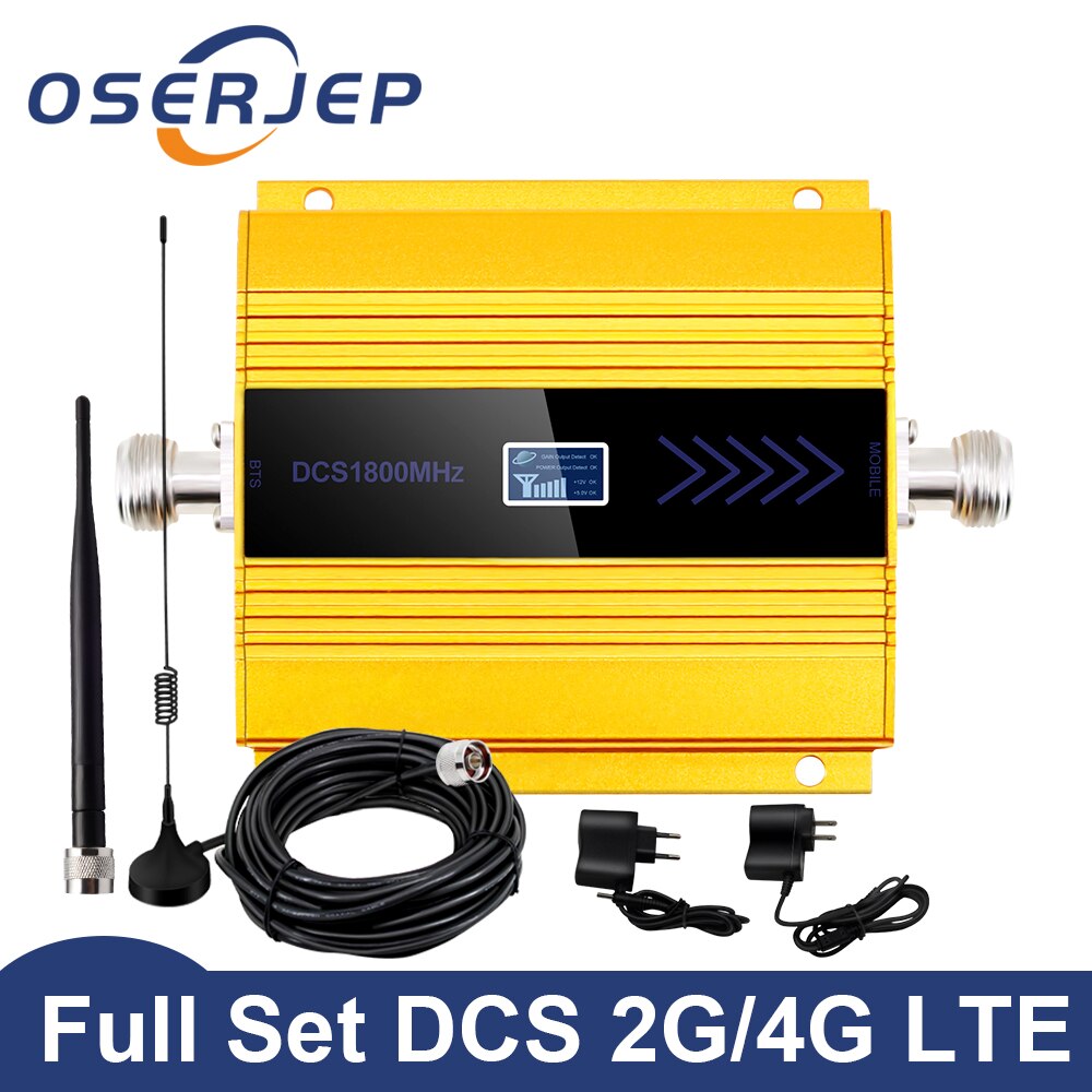 Oserjep 4g lte repetidor de sinal móvel 1800 mhz celular gsm 1800 mhz celular display lcd + otário antena: 1 set 1800Mhz
