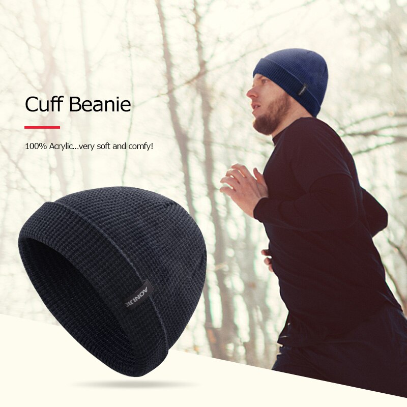 AONIJIE Winter Thermal Sports Slouchy Cuffed Knit Beanie Hat Skull Cap For Running Marathon Travelling Cycling Men Women