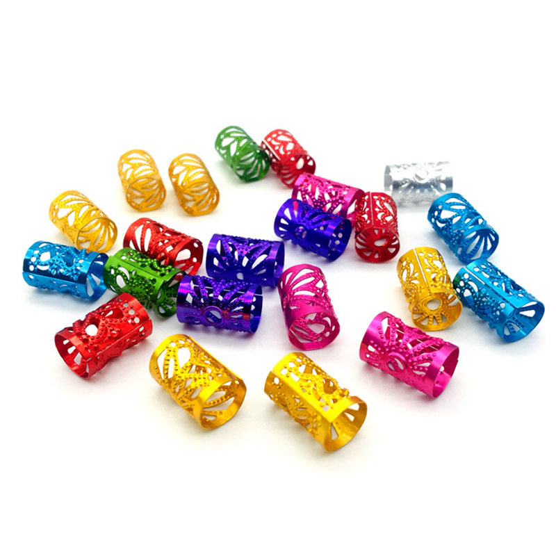 Anillos de oro y plata para trenzas, joyería para trenzas, cuentas de tubo de Rastas, puños trenzados ajustables, estilo de cabello hueco, 90 piezas, 30 piezas: Rojo rosado