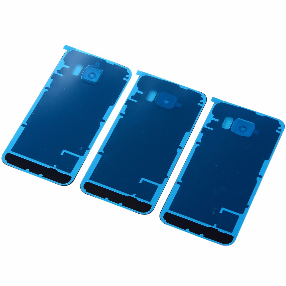 Carcasa de cristal para Samsung Galaxy S6 G920F S6 edge plus G925F G928F, cubierta trasera de batería + cubierta de lente de cámara + adhesivo