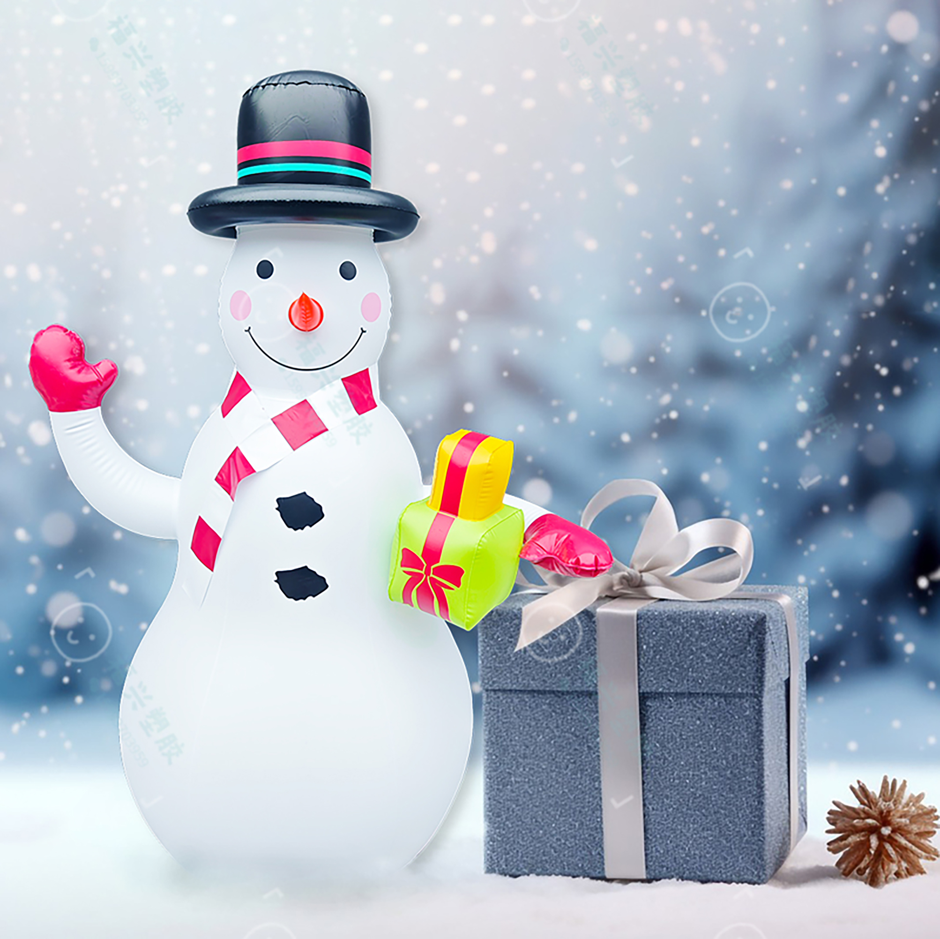 Kerst opblaasbare sneeuwpop buitendecoratie met ingebouwde LED-verlichting voor vakantiefeest Kersttuindecoratie