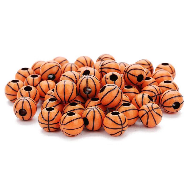 100 Pcs Basketball Round Ball Beads 12mm Sports Pony Spacer Beads Jewelry Making