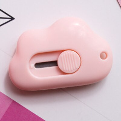 1PCS Cute Cloud Color Mini Portable Utility Knife Paper Cutter Cutting Paper Razor Blade Office Stationery Papelaria Escolar: Pink