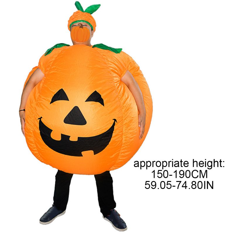 Pumpkin Inflatable Costume with Hat Adults Funny Blow up Outfit Halloween Dress K92D