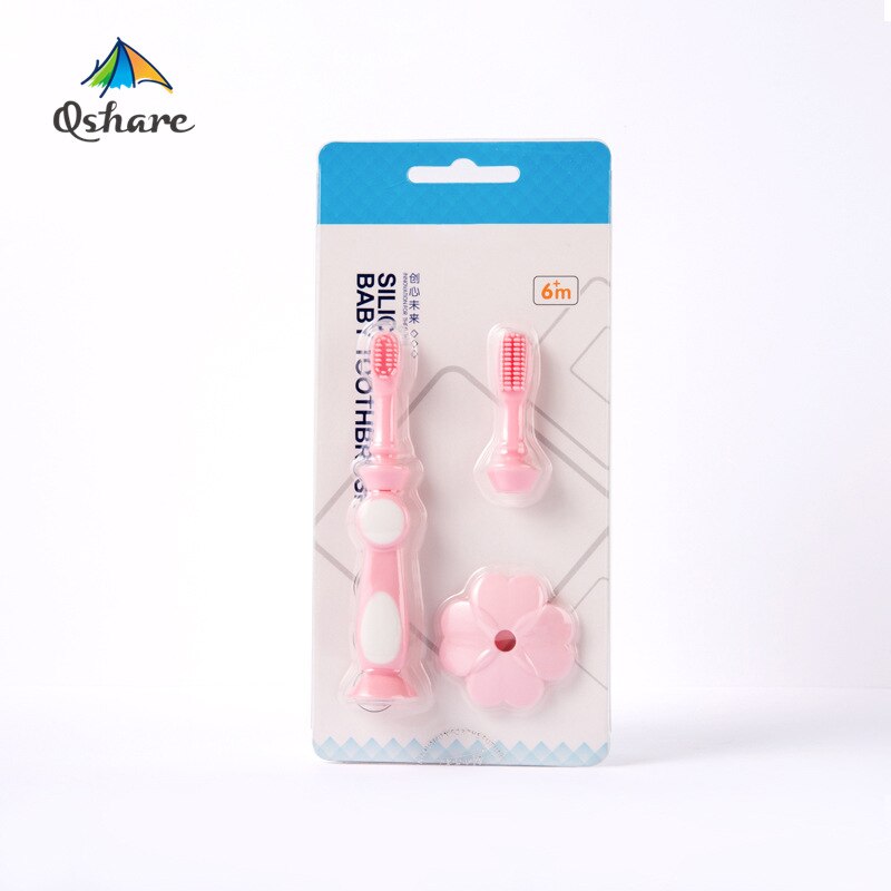 Qshare Baby Silizium Zahnbürste Mit Ersatz Pinsel Kopf Baby Artikel Kinder Infant Mundpflege Werkzeug Standable Kinder Zahn Pinsel
