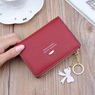 Ladies Wallets Short Zipper Student Korean Small Flower Coin Purse Soft Leather Thin Wallet Women Bag Tassel: 14