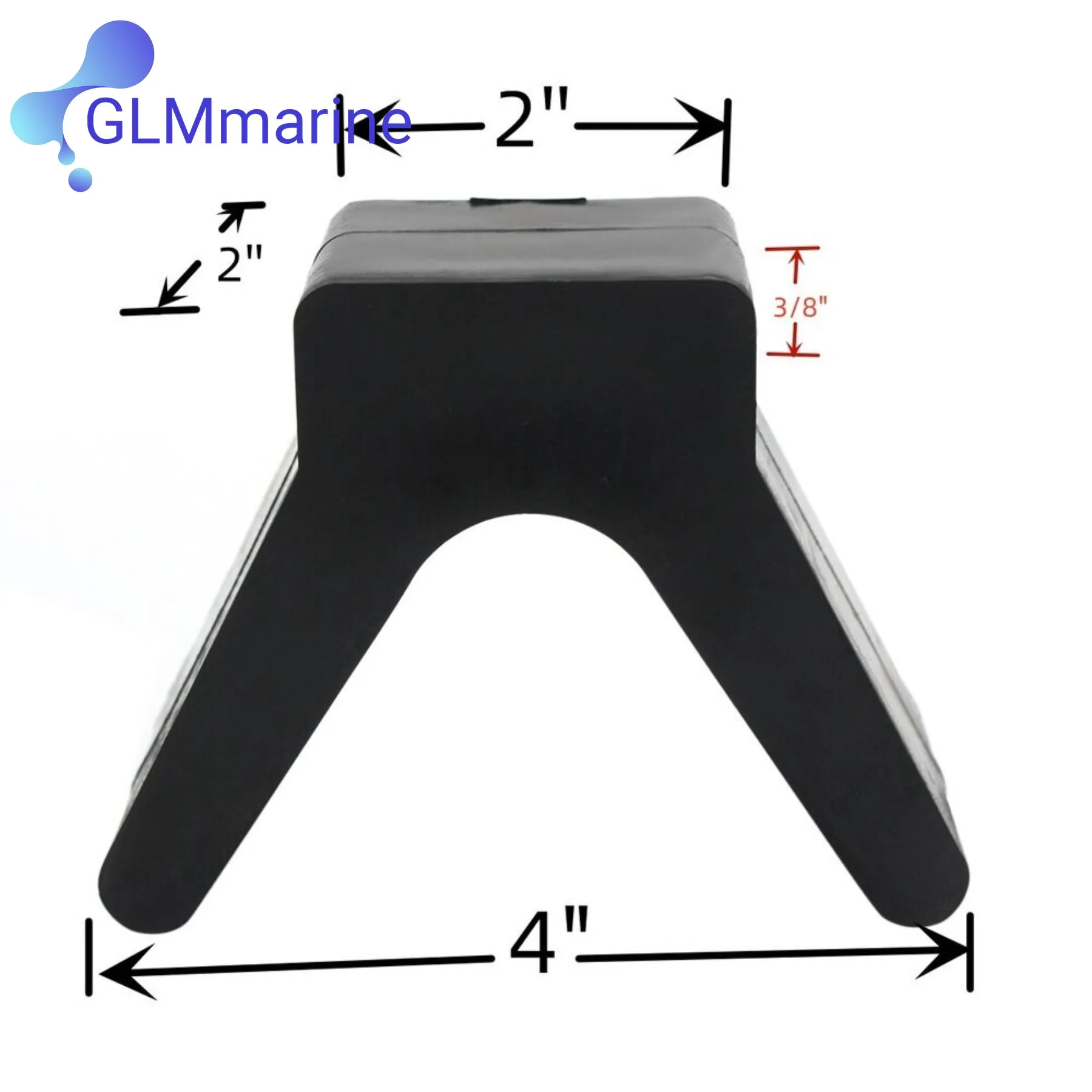 2 Pcs V Bow Stop Roller Boat Trailer Rubber Bow Stop V-Block Black 2-Inch By 2-Inch with 3/8" Hole