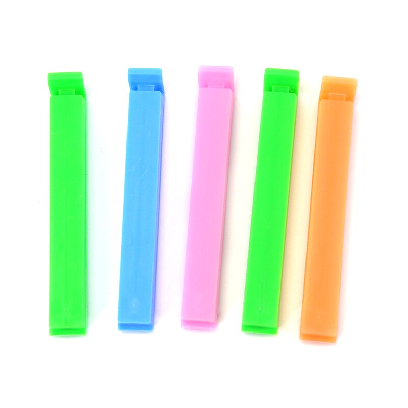 5 stk farverig plastik til hjemmets mad lukke clips forseglingsposer opbevaring forseglingsstænger sealer clips til forsegling snackpose vakuumpose clips