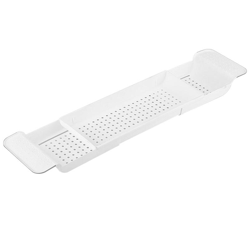 Drain Scalable Bathtub Tray Hollow out Shower Organizer Storage Rack for Bathroom Toilet Dark Grey: White