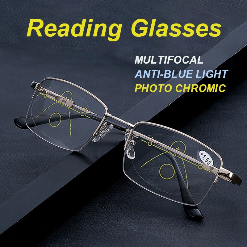 Multifunction Photochromeic Reading Glasses Men Progressive Multifocus Computer Glasses Women Anti Blue Light Readers Spectacles