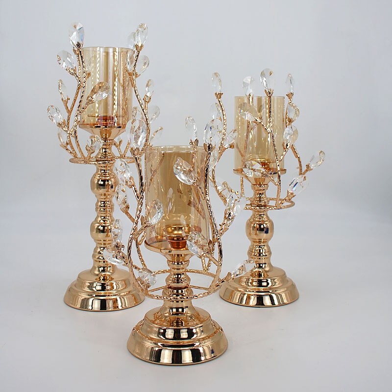 Scandinavische metalen kristallen kandelaar, bloemstuk, kaarsenhouder, bruiloftsdecoratieve ornamenten