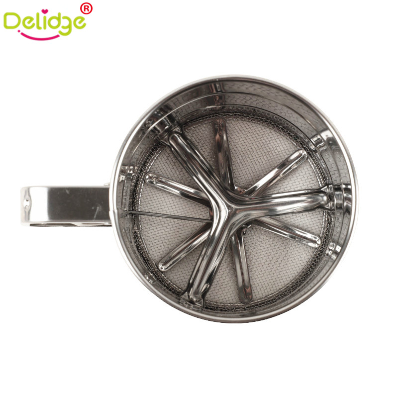 Delidge 1 pc mesh bloemzeef roestvrijstalen bekervormige bloemzeef maaswijdte bloemzeef mechanische bakpoedersuikerstrooier