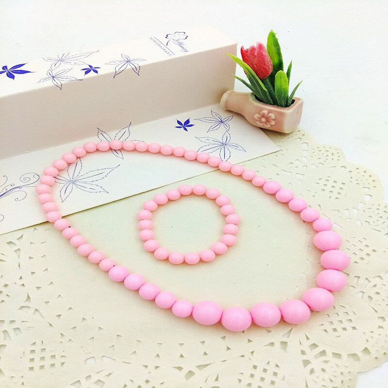 Kleur Strand Resin Kralen Kralen Student Kinderen Ketting Set Lange Ketting Boho