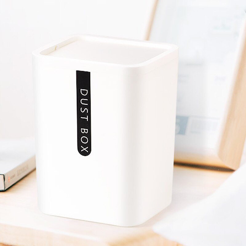 Desktop Trash Can Small Mini Garbage Plastic Dustbin with Shake Cover for Home Office Desk Car Bin