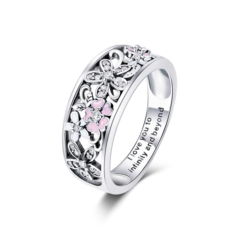 BAMOER Brede Zilveren Ringen voor Vrouwen Authentieke 925 Sterling Zilveren Bee Ster Blauwe Vinger Ring Vrouwelijke Fijne Sieraden Party Bijoux: 7 / GXR390