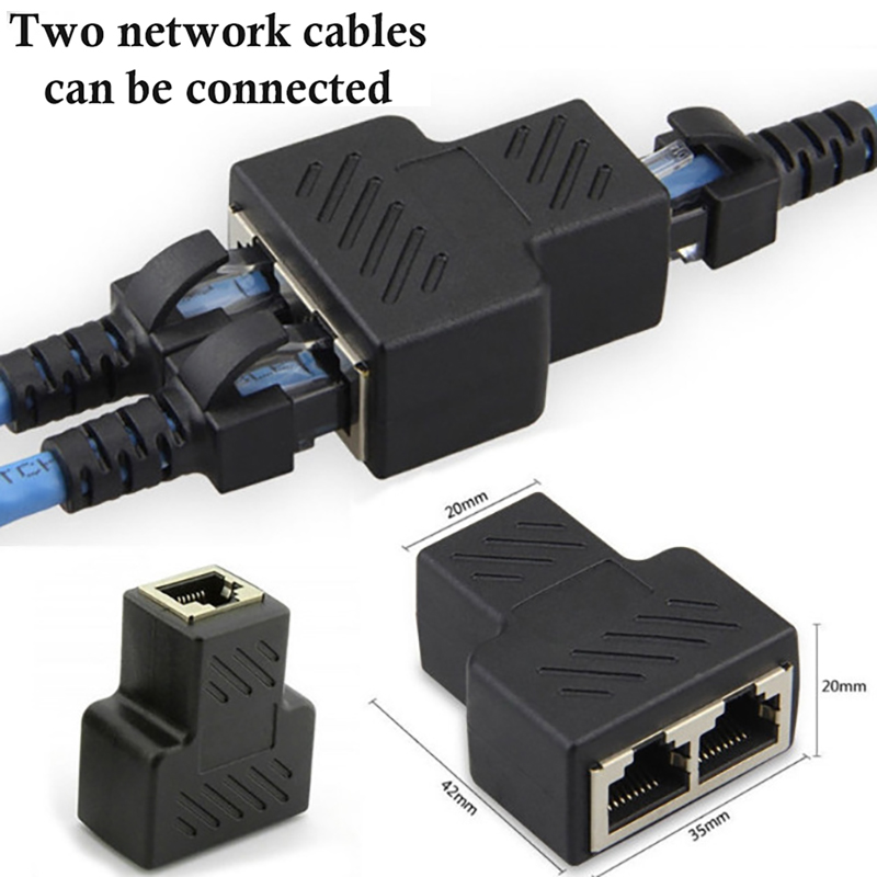 Nätverk  rj45 kabel port nätverkskabel splitter extender plug adapter kontakt  (8 kärna) delad i två splitter