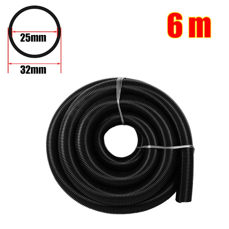 Inner 25 mm Household Vacuum Cleaner Thread Hose Straws Factory Bellows Vacuum Tube Soft flexible EVA Hose Pipe Replacement Part: Black-6m