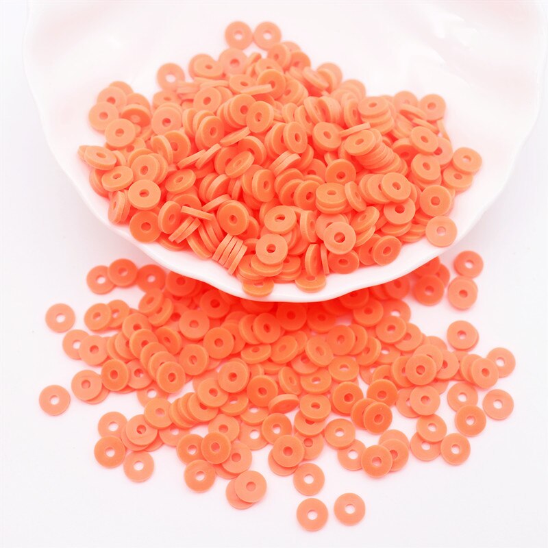 Flat Round Polymer Clay Beads Chip Disk Loose Spacer Handmade Boho Slice Beads For DIY Jewelry Making Bracelets: orange