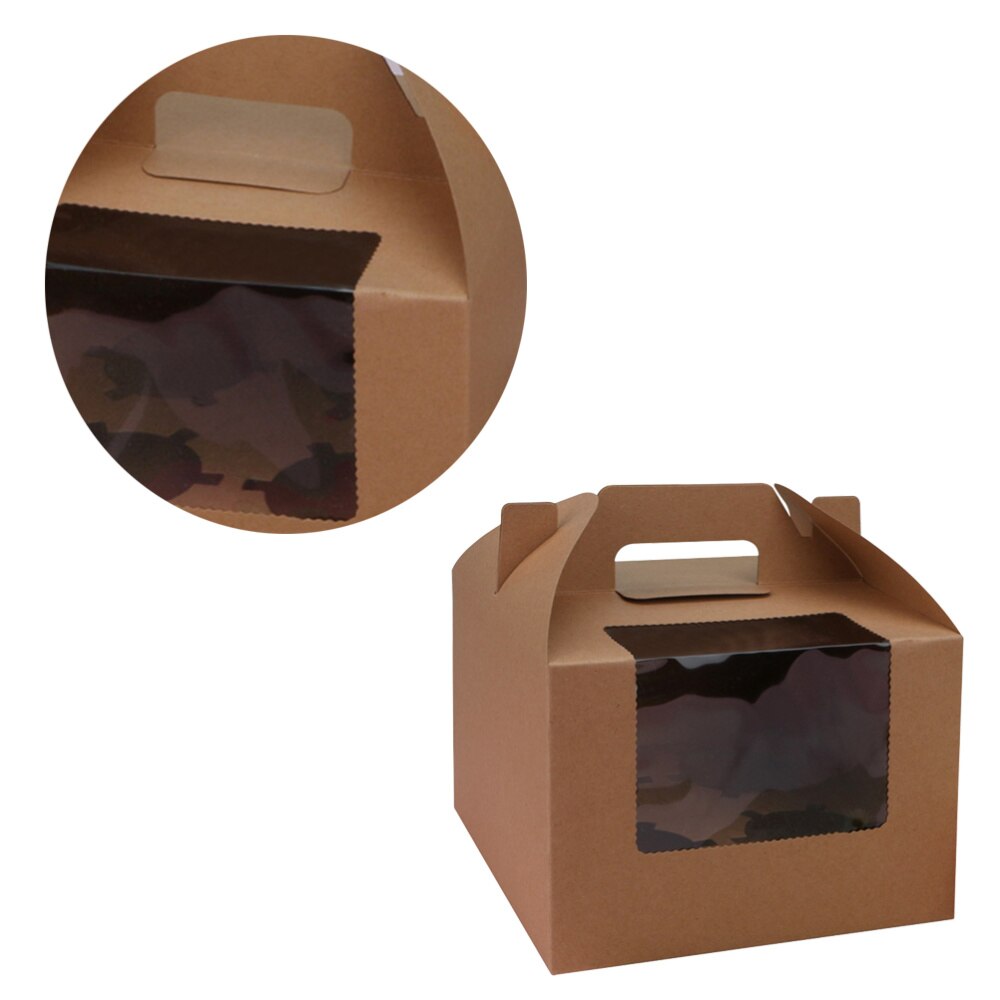 10pcs 4 Cavities Paper Cupcake Box Portable Dessert Containers Bakery Cake Carriers for Home Dessert Shop (Kraft)