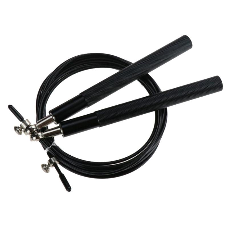 Aluminum Handle Steel Wire Jump Rope Ball Bearing Skipping Rope Steel Wire Outdoor Fitness Body Building Equipments Jump Rope: Black