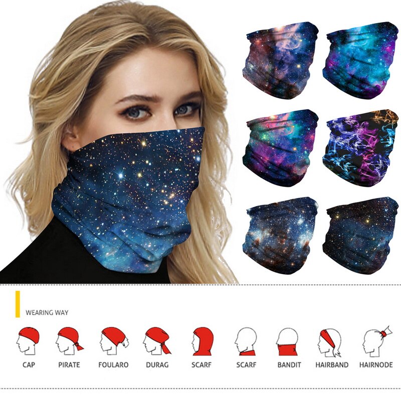 Galaxy print gezichtssjaal bivakmuts nekwarmer nekwarmer halve gezichtsbedekking hoofdbandana schild hoofdband hoofddeksels