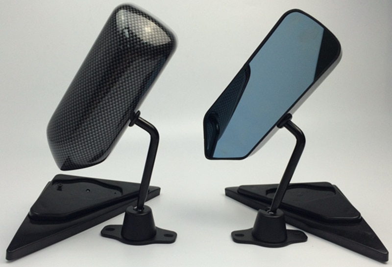 Espejo retrovisor Universal para coche, 1 par, de fibra de carbono, espejo retrovisor azul, cristal lateral de carreras de carbono, soporte metálico de ángulo amplio