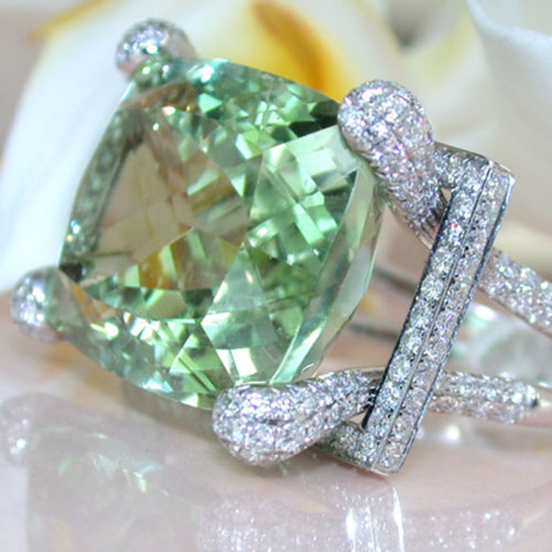 14K or péridot bijoux émeraude bague topaze pour les femmes mystique Anillos De Bizuteria pierre gemme diamant Turquoise carré bague De