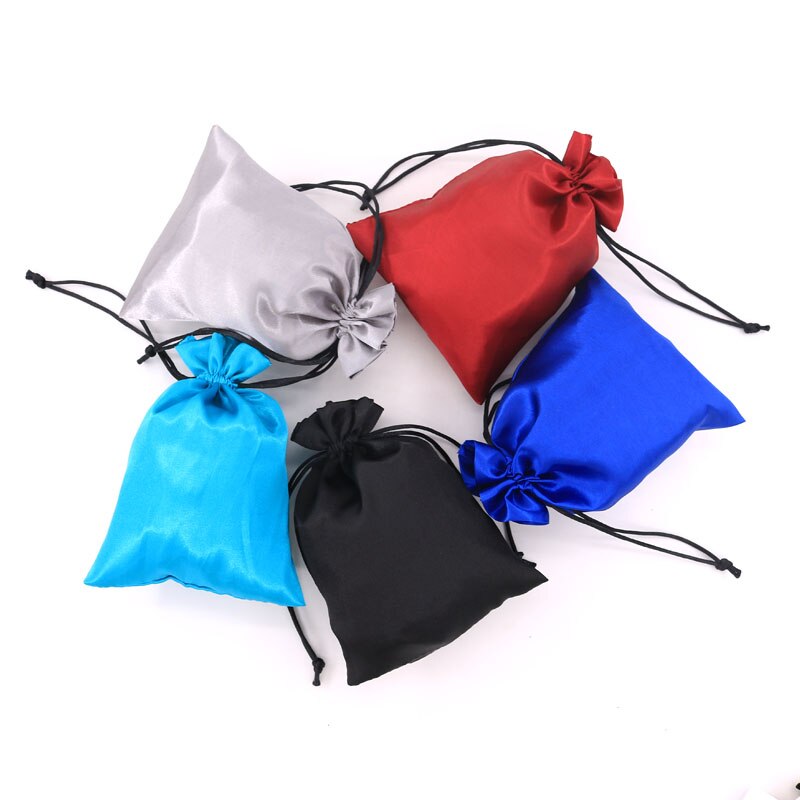 10pcs Silk Drawstring Bag Luxury Satin Wedding Jewelry Packaging Bag Small Ring Earring Jewelry Storage Bag Pouches 7colors