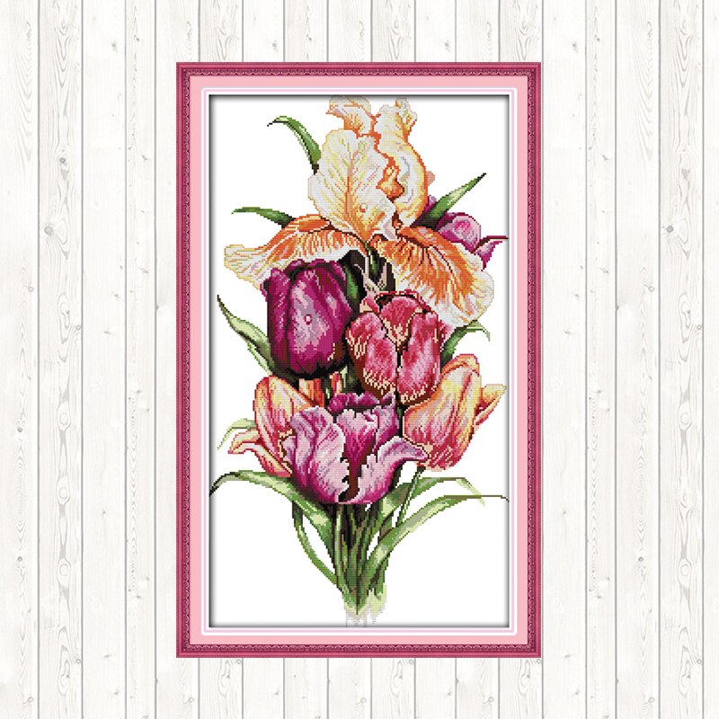 A Bunch of Flowers Chinese Cross Stitch Flowers DIY Needlework Embroidery Kit 14ct 11ct Counted Printed on Canvas DMC Floss Art
