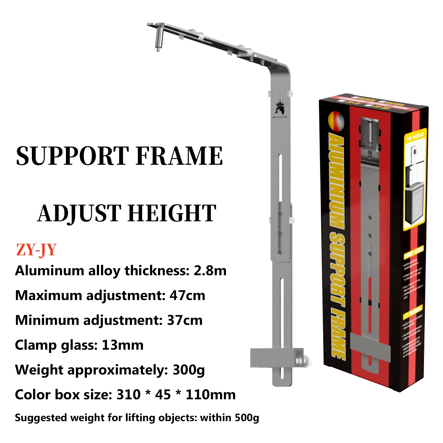 Aquarium Special bracket for fish tank lights, tube lights, Pendant lights, Clamp lights, aluminum alloy brushed high: black