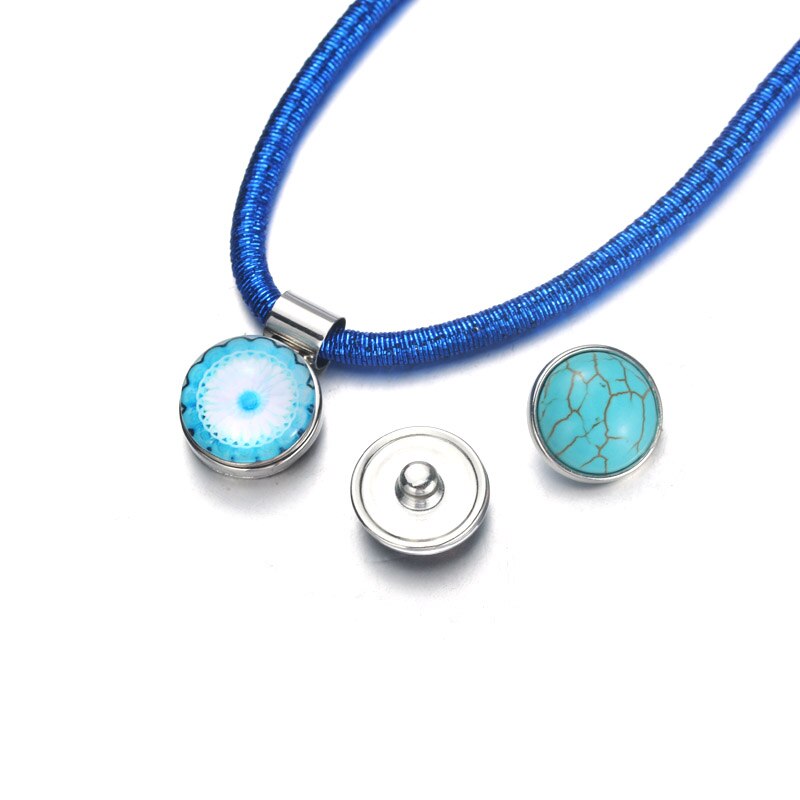 New fashion Charm corda catena collana bottone a pressione collana pendente misura 18mm bottoni gioielli donna gioielli all'ingrosso