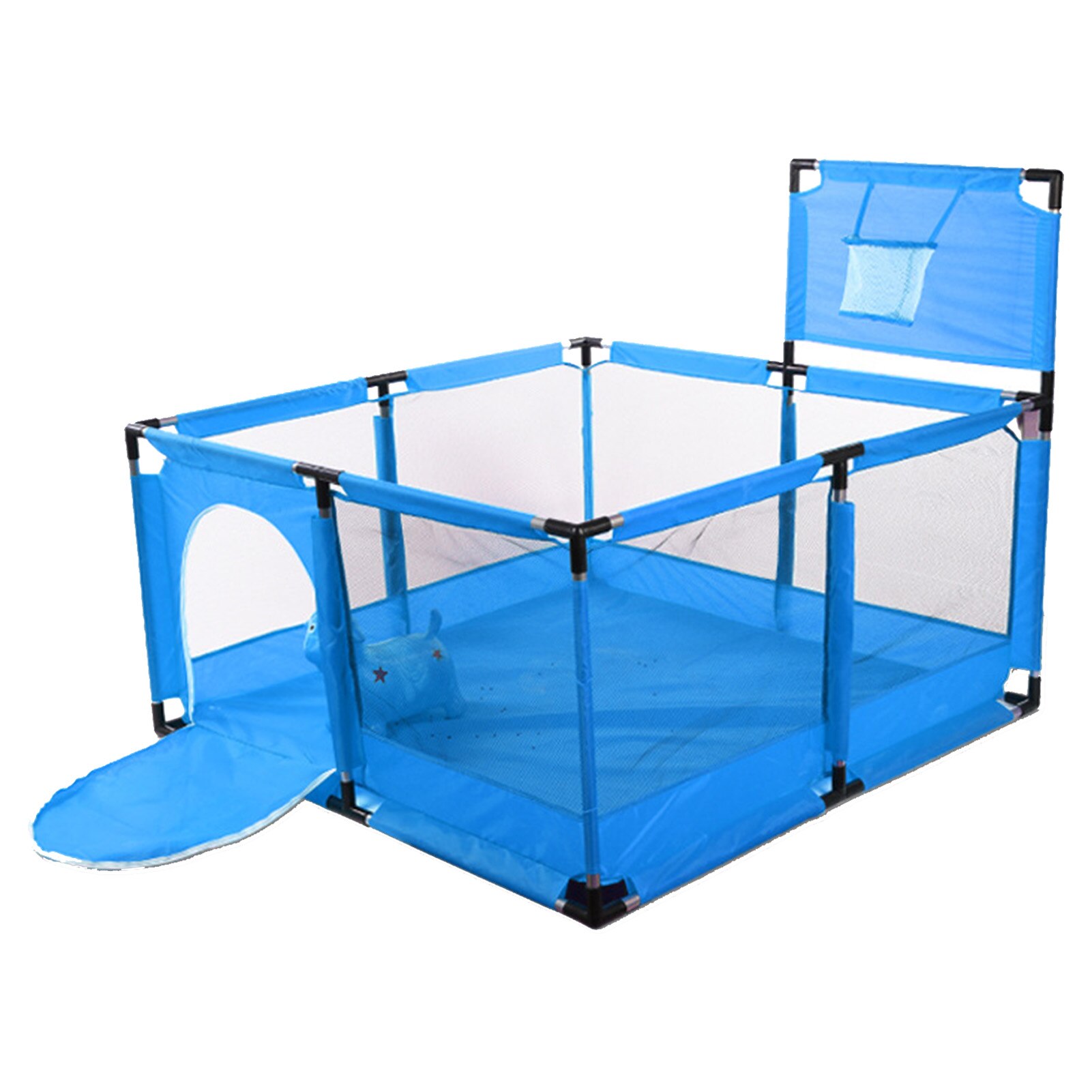 Baby Box Kinderen Bal Pit Met Basketbal Hoepel Extra Grote Baby Mesh Hek Kinderen Vouwen Veiligheid Hek Barrières: Blue