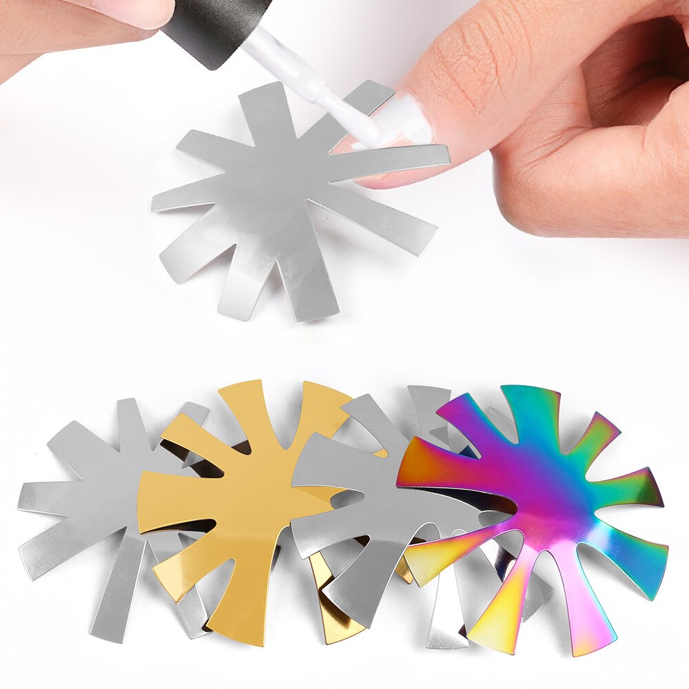 9 Shapes/pc French Style Nail Stainless Steel Plates Model Polishing Manicure DIY Tools Salon Crystal Nail Template C10