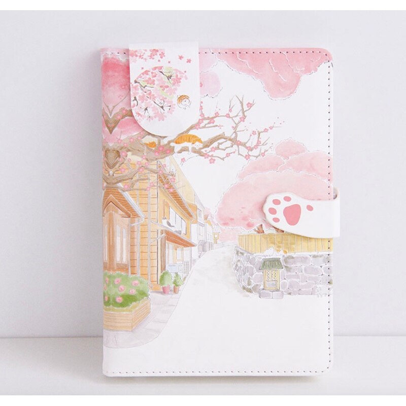 Japanese style color page magnetic buckle leather notebook girl heart student notebook notepad diary