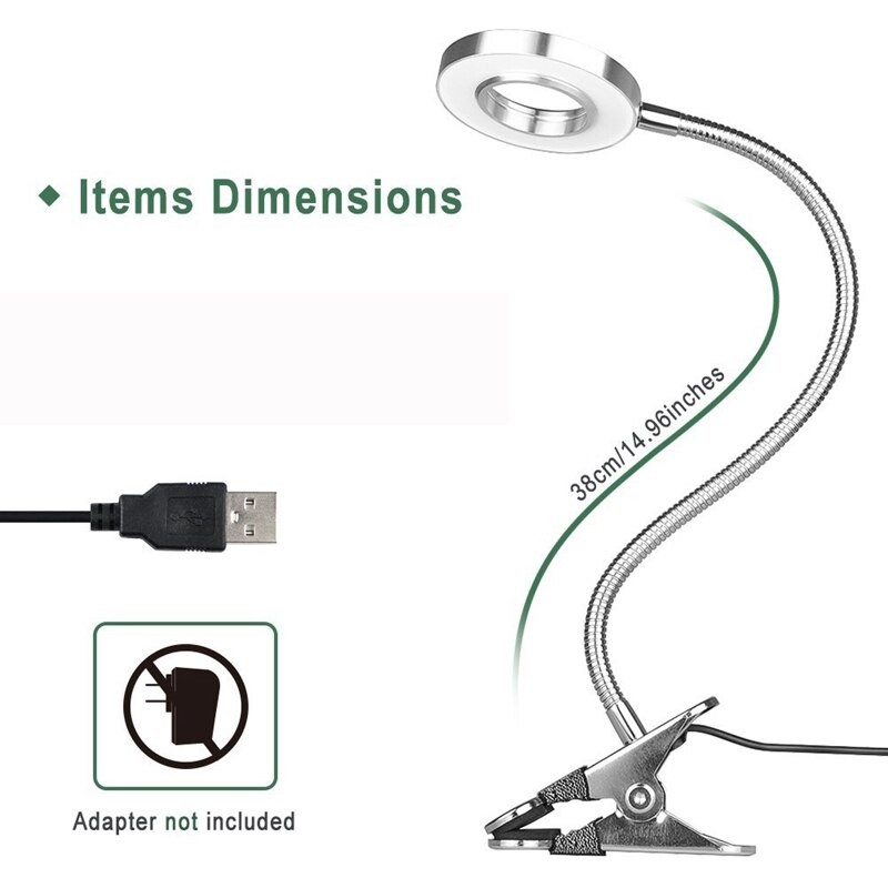 5W Clip Led sur la lumière/liseuse/lumière de lit, luminosité à 2 niveaux et 2 couleurs, lampe à clipser pour les yeux pour miroir de maquillage, bureau, lit