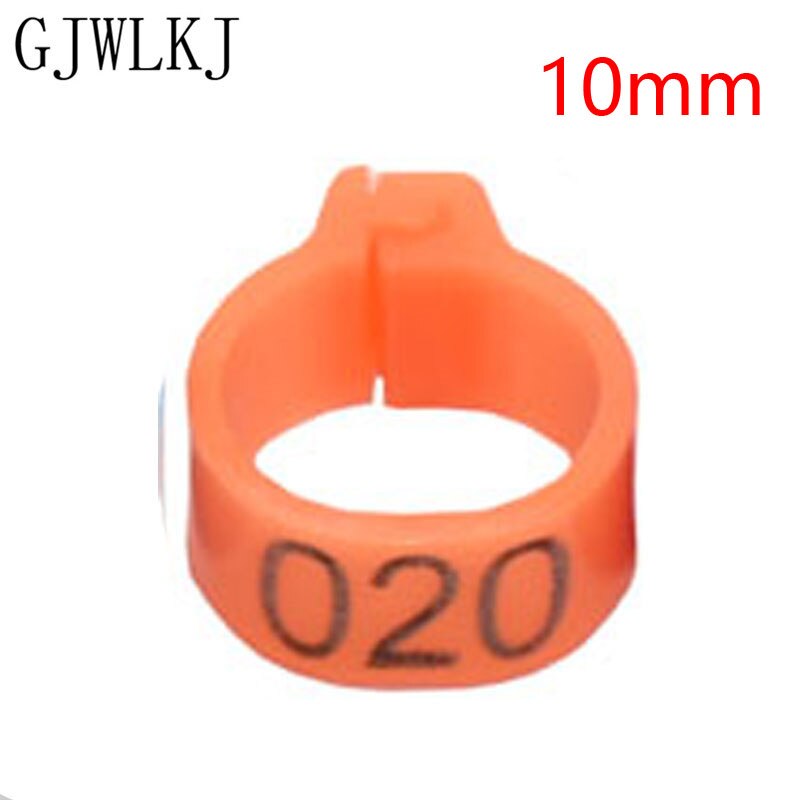 100 stks 8mmto10mm Digitale Markup Vogel Clip Ring Vogel Identificatie Tool 10 Kleur No.1-100 Duif Voet Ringen Huisdier levert: 10mmOrange