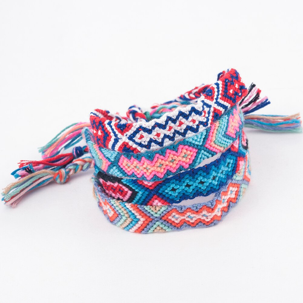 Novo étnico artesanal multicolorido corda tecido trançado pulseira de amizade bracciali ragazza pulseras com ojo turco