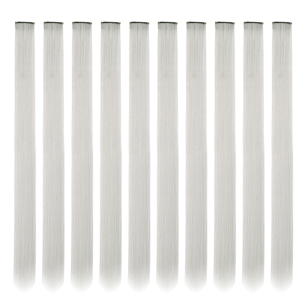 Synthetische 10 Stuks Steil Hair Extensions Clip In Haarstukjes 22 Inch Hightlight Kleurrijk Haar Voor Vrouwen Feest Cosplay: NC/4HL