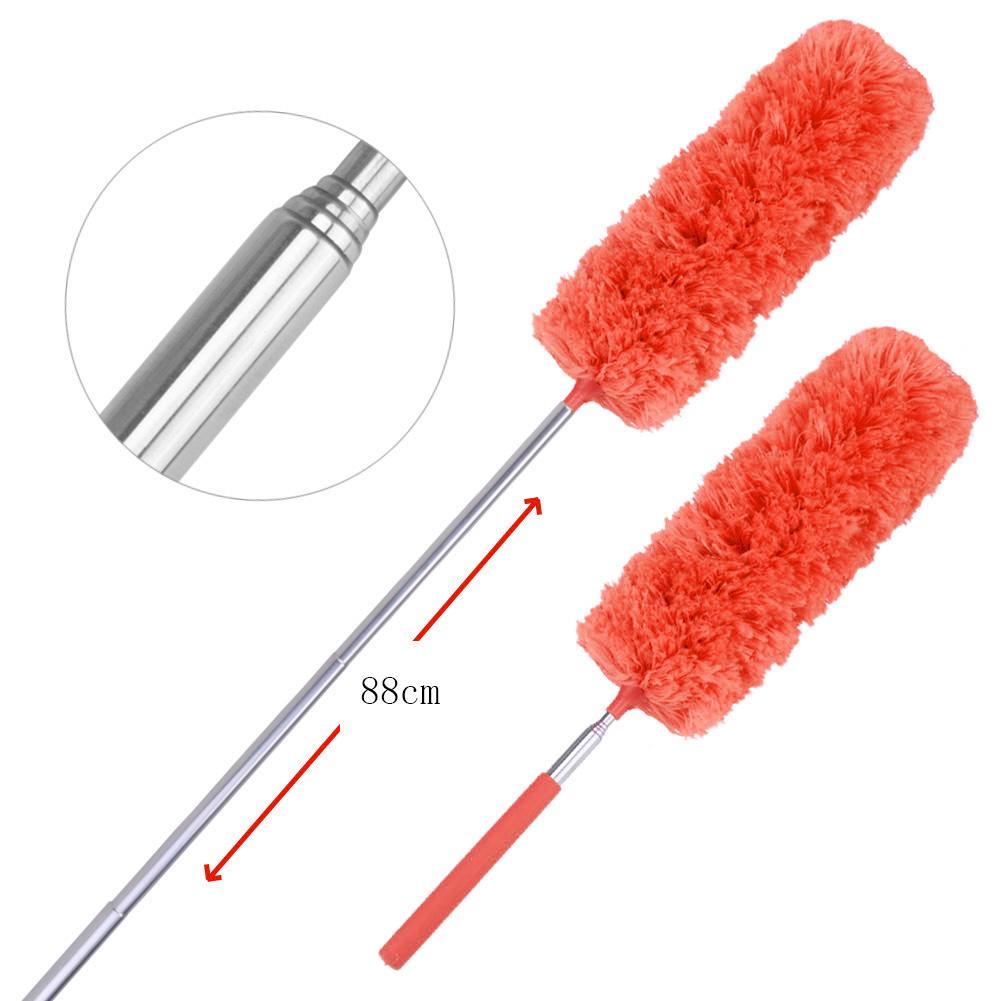 Justerbar bøyelig støvsuger støvrenser forleng tøye ut mikrofiber fjær støvkost møbler støv børste bil rengjøringe tilbehør: Oransje
