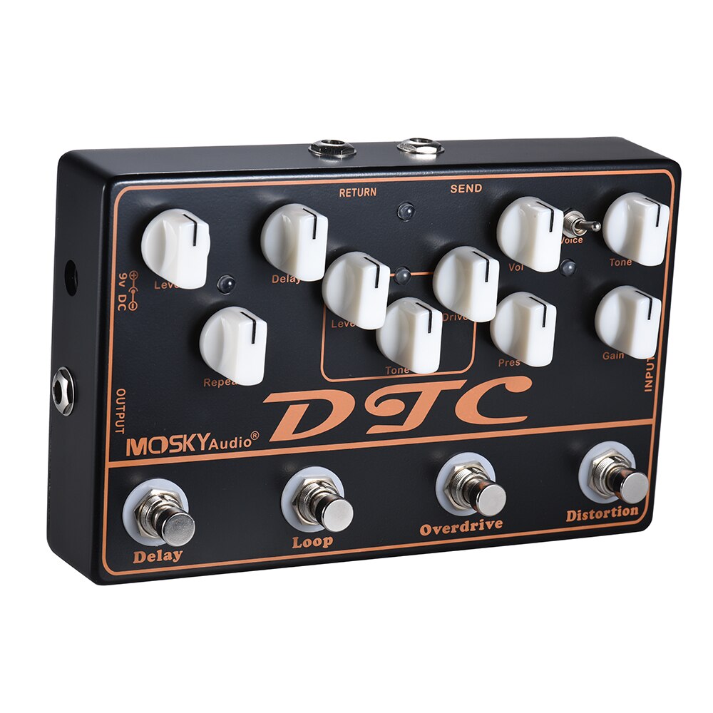 MOSKY DTC 4-in-1 Electric Guitar Effects Pedal Distortion + Overdrive + Loop + Delay strings Guitar Pedal Guitar Accessories