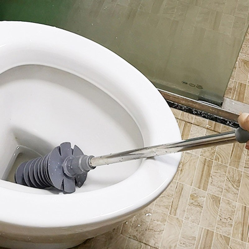 Langhåndteret fleksibelt toiletstempler stempel type udmudringsanordning top fleksibelt hoved toilet kloakrør tilstopning udmudderværktøj
