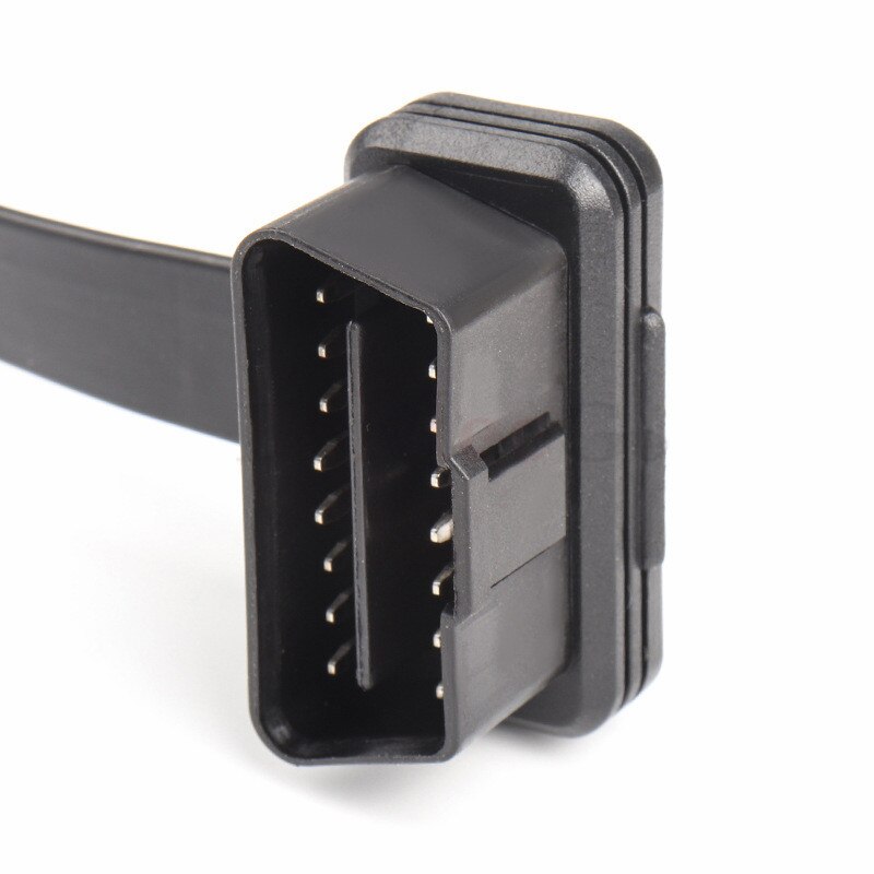 Conector de escáner de diagnóstico, accesorio plano y delgado como fideos OBD2 OBDII OBD 16Pin ELM327 macho a hembra, Cable de extensión de codo