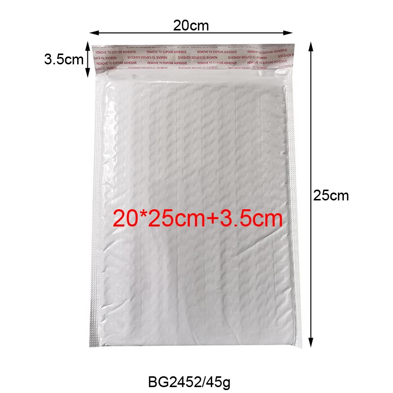 50 unidades de diferentes especificaciones, bolsa blanca de espuma, sobre de espuma, embalaje para oficina, bolsa de vibración a prueba de humedad: 20x25cm