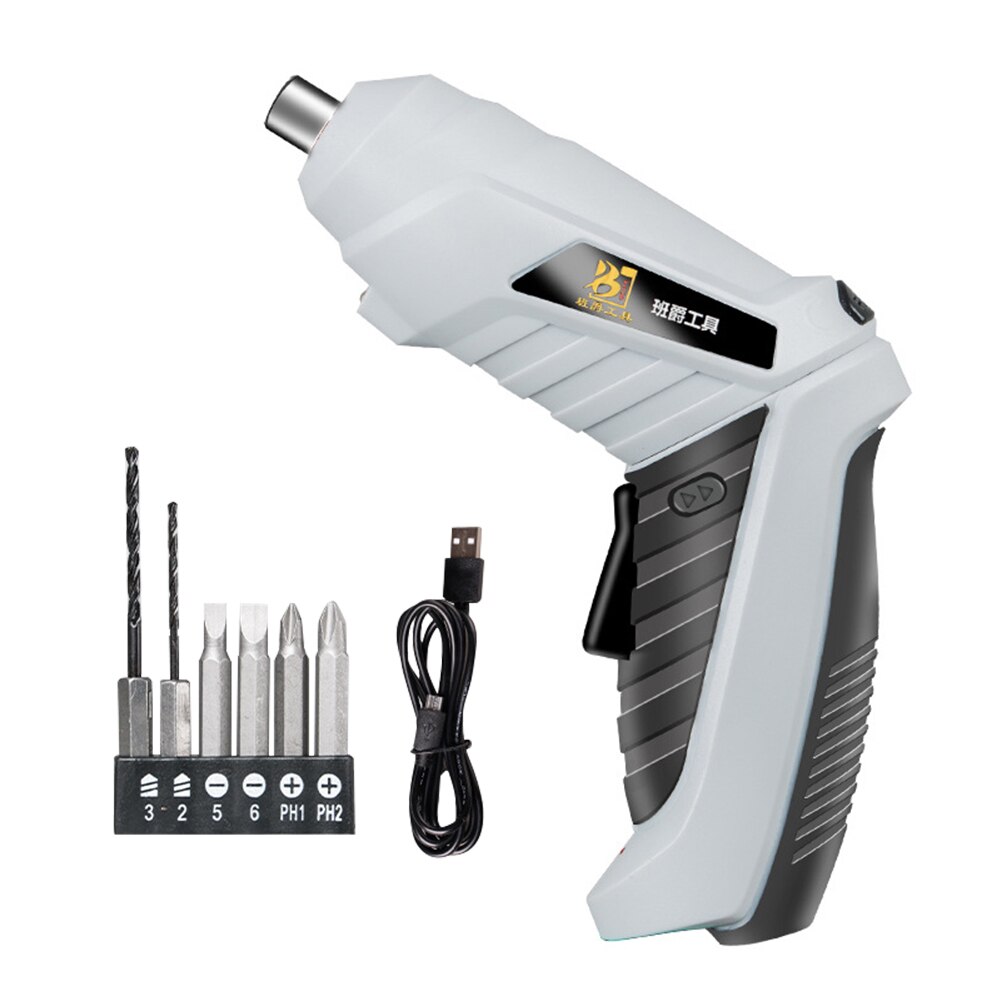 Cordless Screwdriver Electrical Screwdriver Set USB Rechargeable 3.6V Screw Driver with LED Lights Household Power Hand Drill: 8PCS