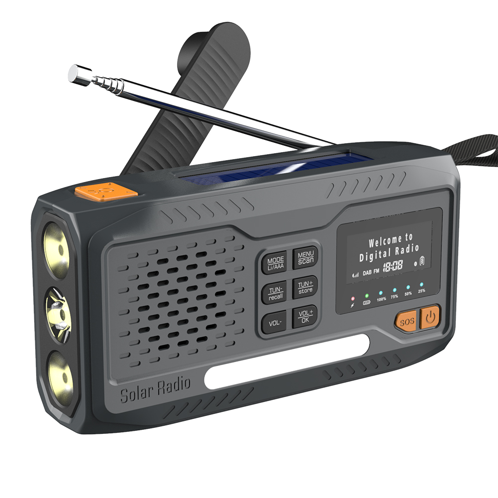 Portable DAB FM Radio with Flashlight Emergency Weather Radio Bluetooth Speaker Solar Hand Crank Radio Receiver for Camping: green