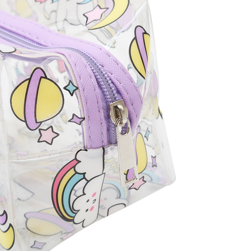 Bolsa de maquillaje transparente unicornio, bolsa de aseo con cremallera impermeable, bolsa de cosméticos portátil de viaje para mujer, unicornio