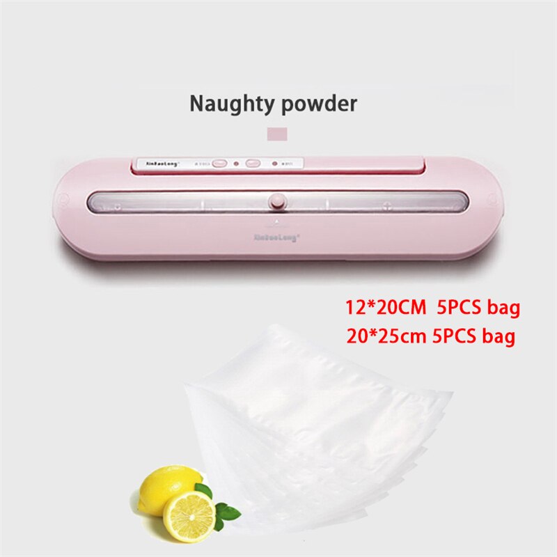 Home Kitchen Food Vacuum Sealer Electric Vacuum Sealer Packaging Machine Household Automatic Vacuum Food Sealing: pink / UK Plug