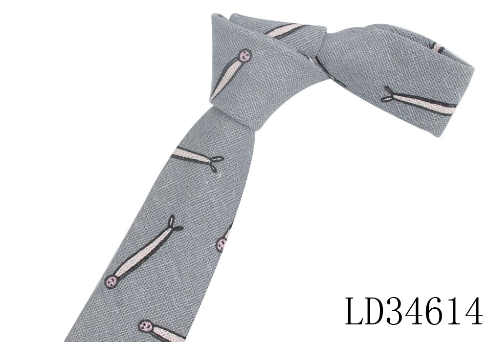 Cartoon Print Tie For Men Women Skinny Neck Tie For Wedding Casual Cartoon Neckties Classic Suits Slim Cotton Linen Neck Ties: LD34614